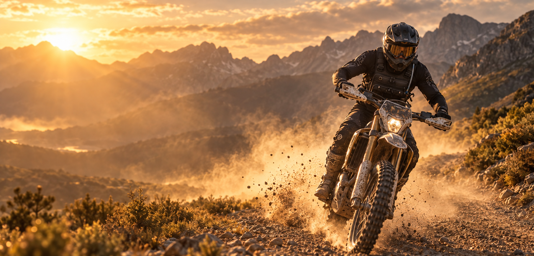 Off-road enduro motorcycle riding with the Nomad vest