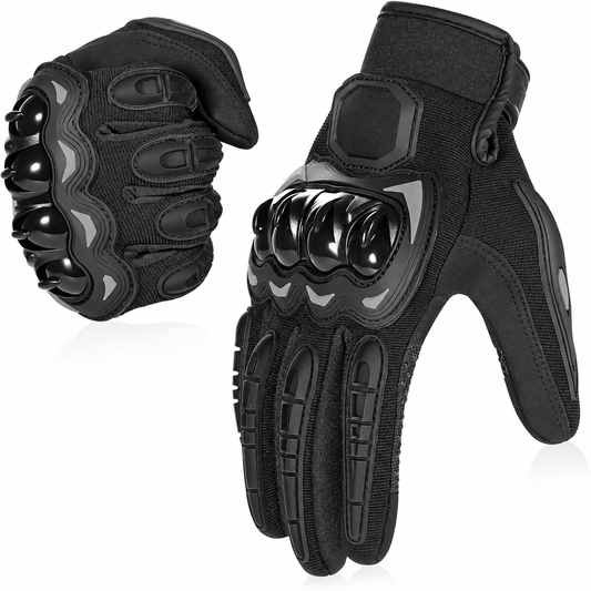Armored Touchscreen Motorcycle Gloves - hard knuckle armor pair