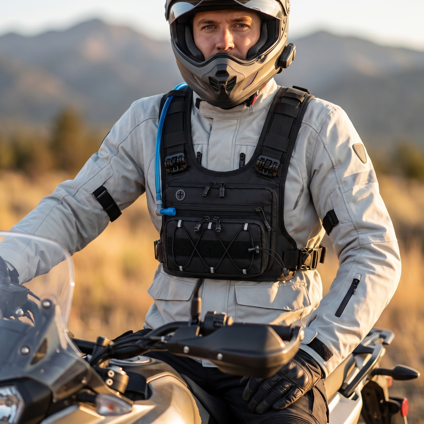 Rider wearing the Munsyn Nomad hydration vest