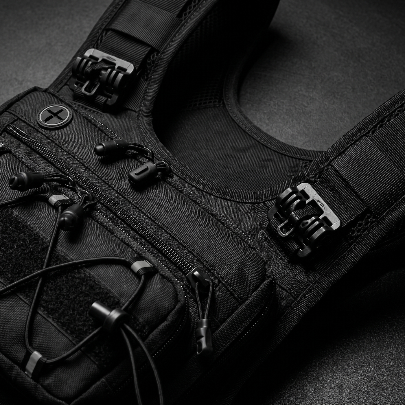MOLLE, buckles, bungee detail
